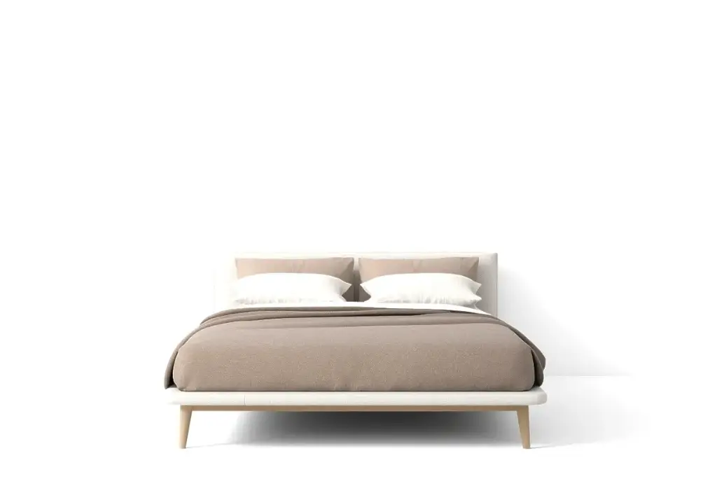 Beige Upholstered Bed Frame